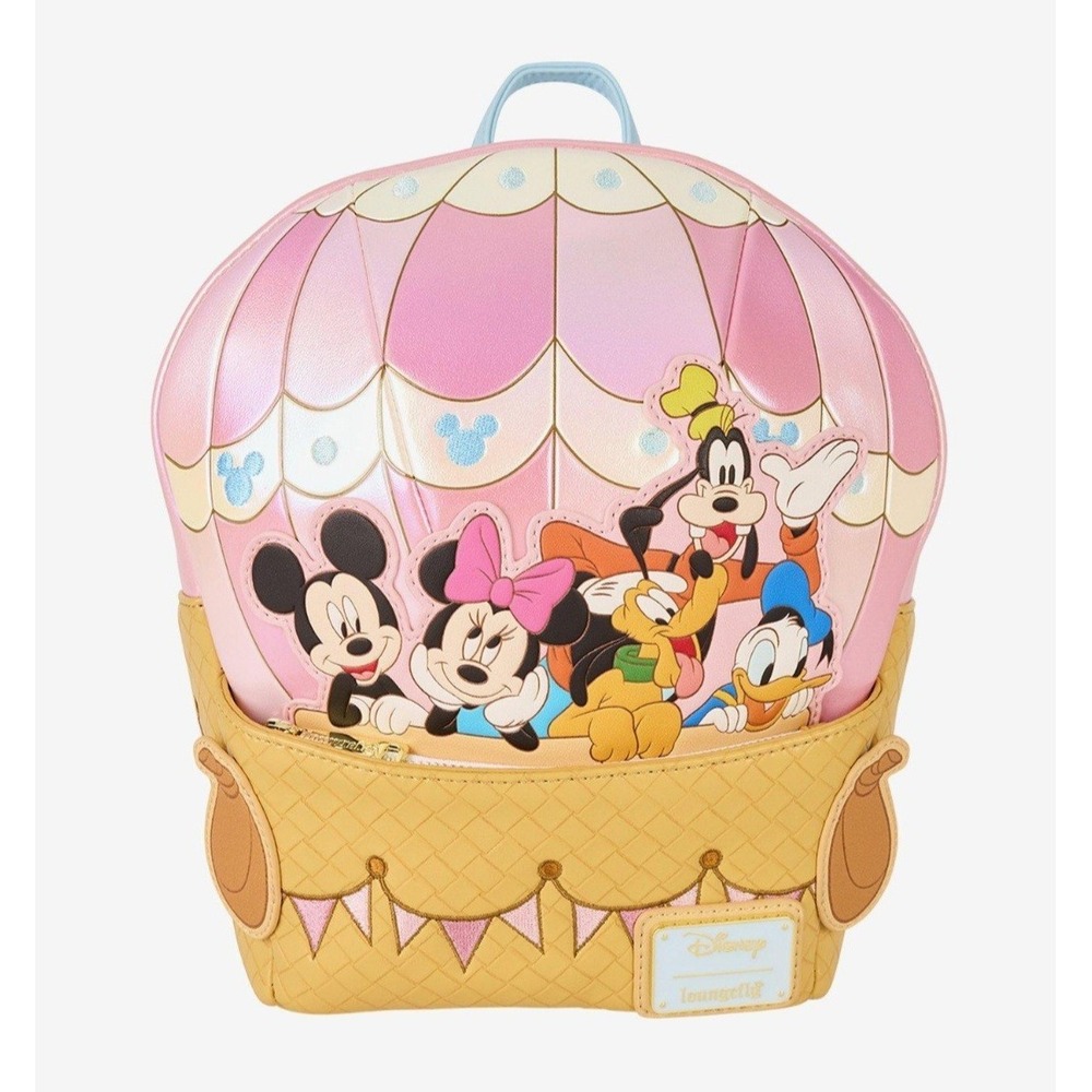 NEW! LOUNGEFLY Mickey & Friends Hot Air Balloon Irridescent Backpack